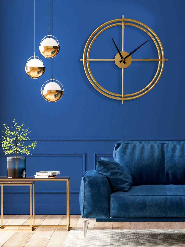 Funkytradition Minimal Golden Metal Wall Clock Watch Decor For Home Office And Gifts Clocks