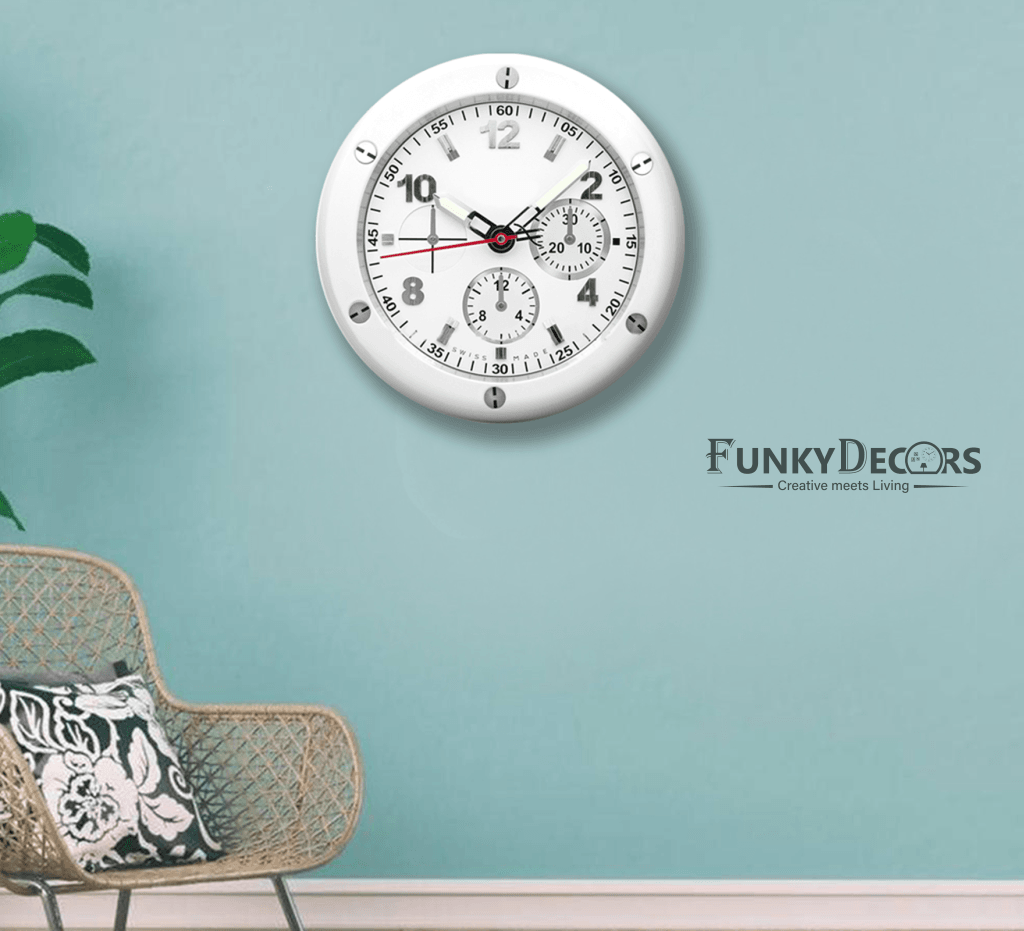 Funkytradition Modern Luxury Stainless Steel Wall Clock For Royal Home And Bungalows Watch Clocks