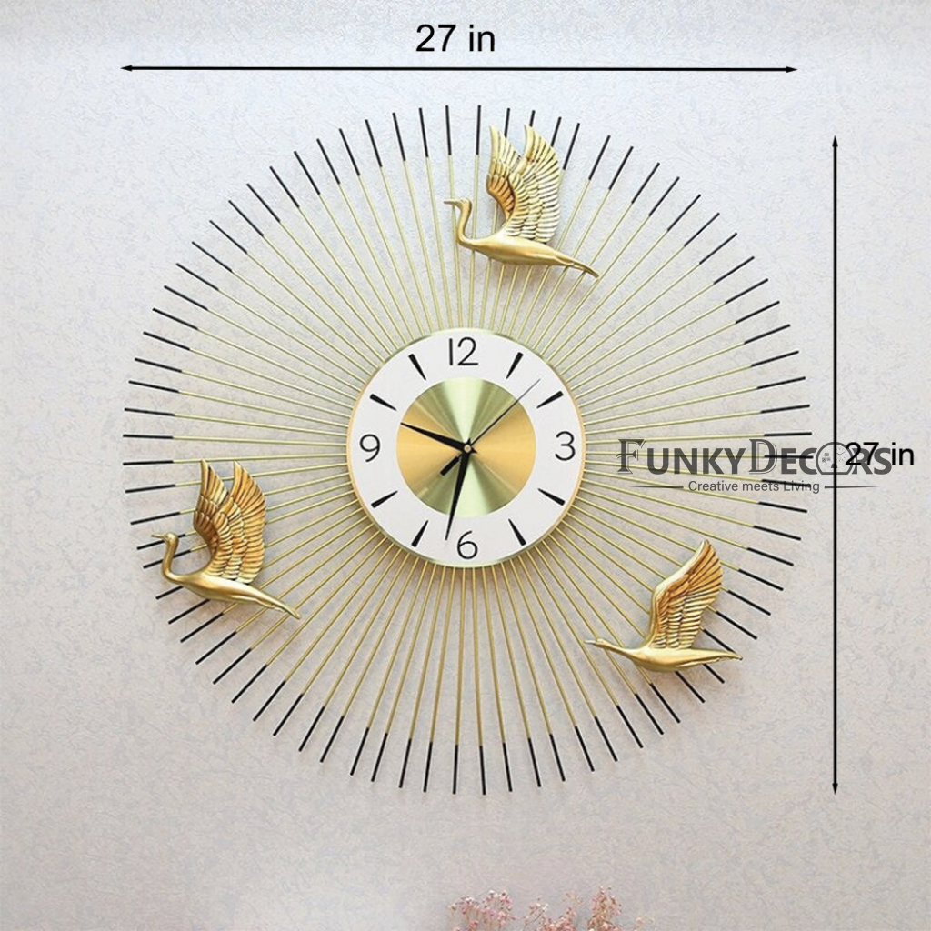 Funkytradition Modern Minimalist Creative Simple Atmosphere Birds Flying Metal Wall Clock Watch