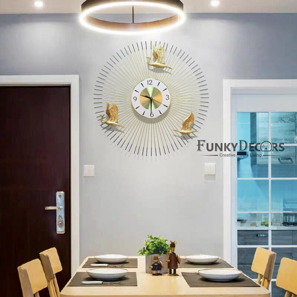 Funkytradition Modern Minimalist Creative Simple Atmosphere Birds Flying Metal Wall Clock Watch