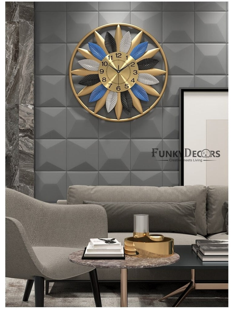 Funkytradition Modern Minimalist Creative Simple Flower Shape Metal Wall Clock Watch Decor For Home
