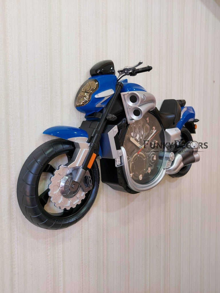 Funkytradition Multicolored Attractive Motorcycle Bike Kids Room Wall Clock Clocks