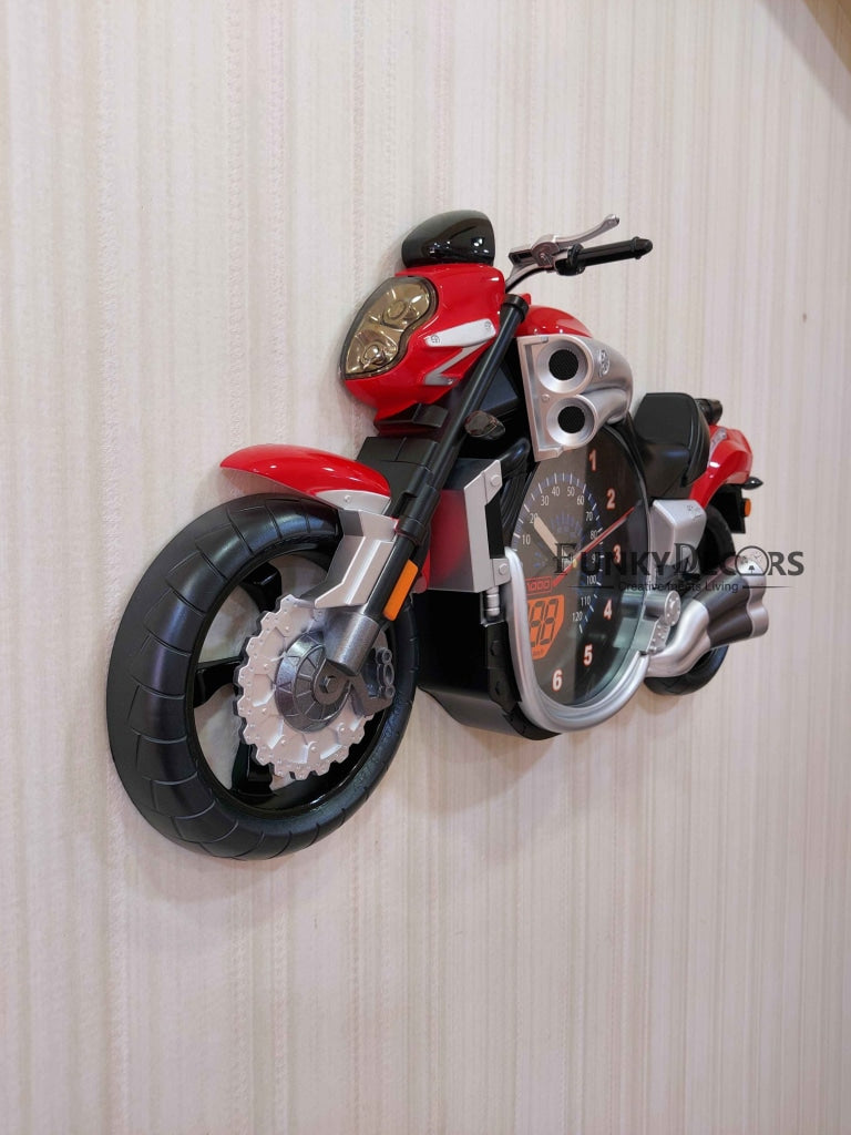 Funkytradition Multicolored Attractive Motorcycle Bike Kids Room Wall Clock Clocks