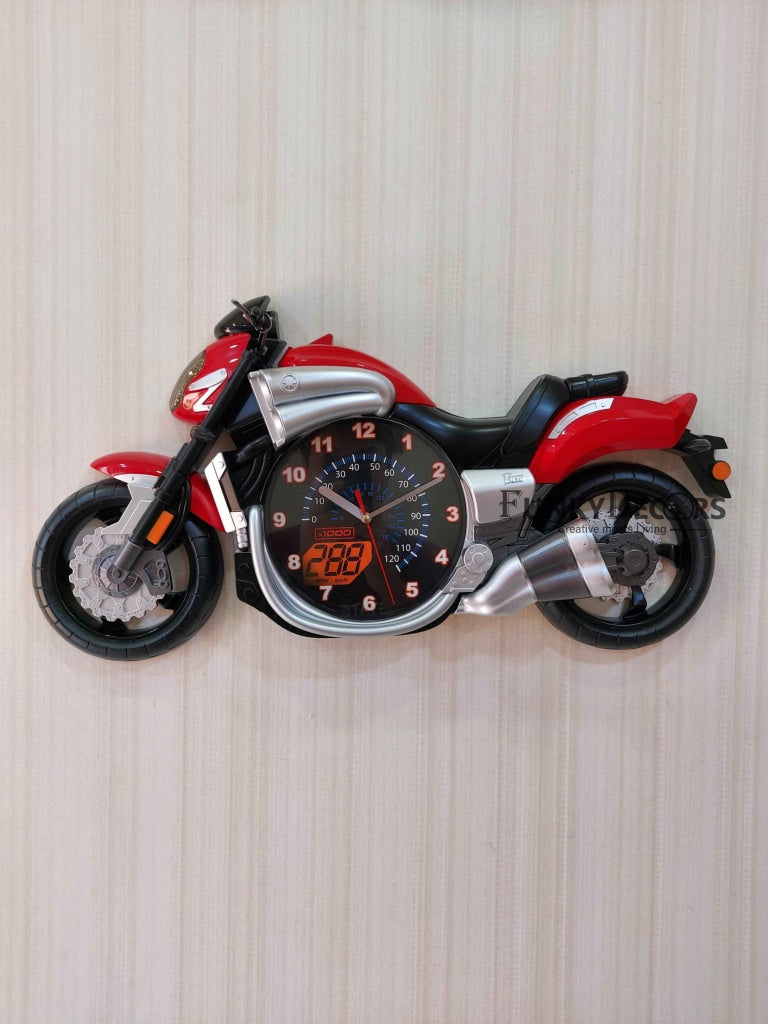 Funkytradition Multicolored Attractive Motorcycle Bike Kids Room Wall Clock Clocks