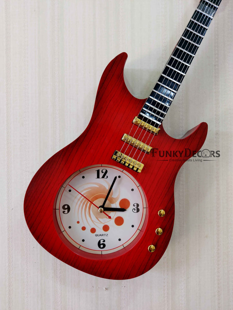 Funkytradition Multicolour Decorative Plastic Guitar Wall Clock For Home And Kids Room Decor Clocks