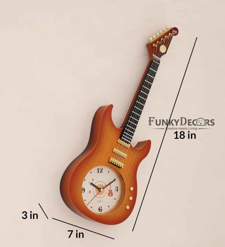 Funkytradition Multicolour Decorative Plastic Guitar Wall Clock For Home And Kids Room Decor Clocks