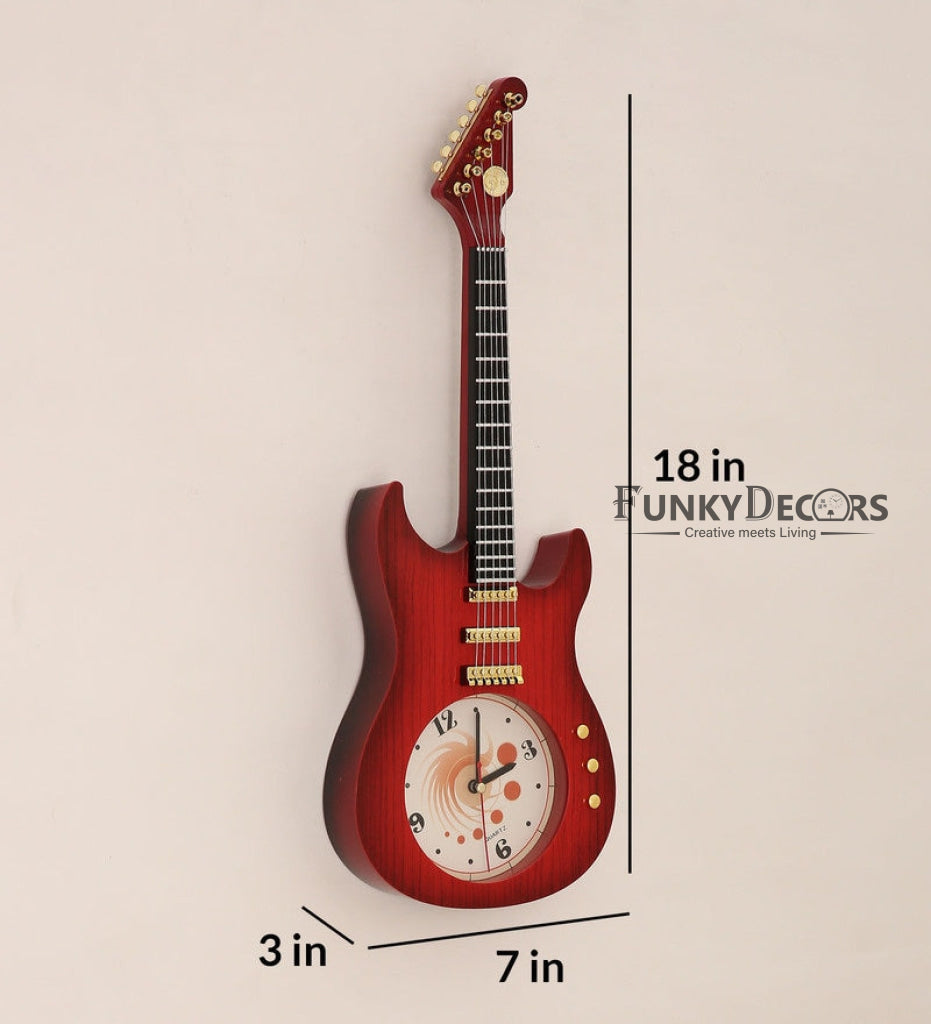 Funkytradition Multicolour Decorative Plastic Guitar Wall Clock For Home And Kids Room Decor Clocks