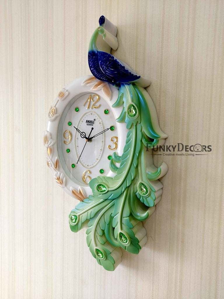 Funkytradition Peacock Wall Clock Watch Decor For Home Office And Gifts 60 Cm Tall Clocks