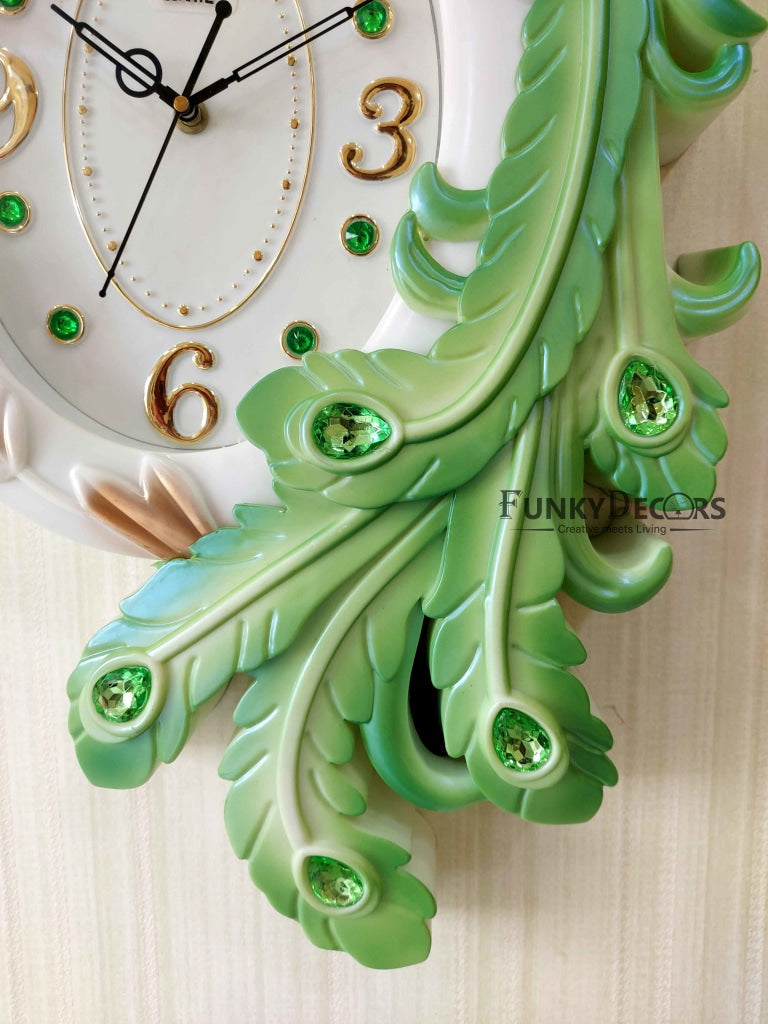 Funkytradition Peacock Wall Clock Watch Decor For Home Office And Gifts 60 Cm Tall Clocks