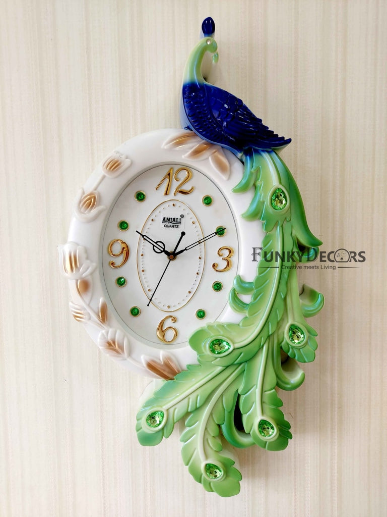 Funkytradition Peacock Wall Clock Watch Decor For Home Office And Gifts 60 Cm Tall Clocks