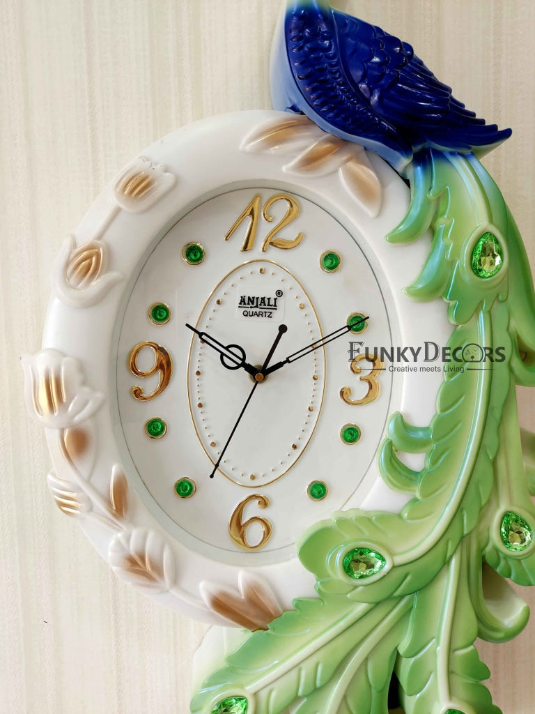 Funkytradition Peacock Wall Clock Watch Decor For Home Office And Gifts 60 Cm Tall Clocks