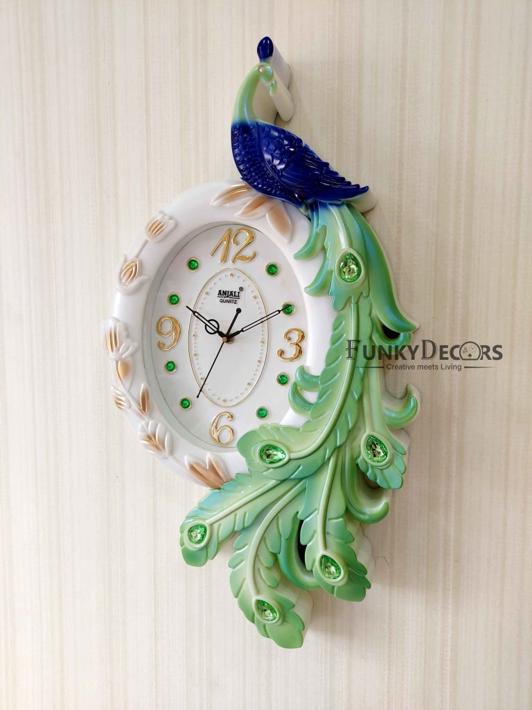 Funkytradition Peacock Wall Clock Watch Decor For Home Office And Gifts 60 Cm Tall Clocks
