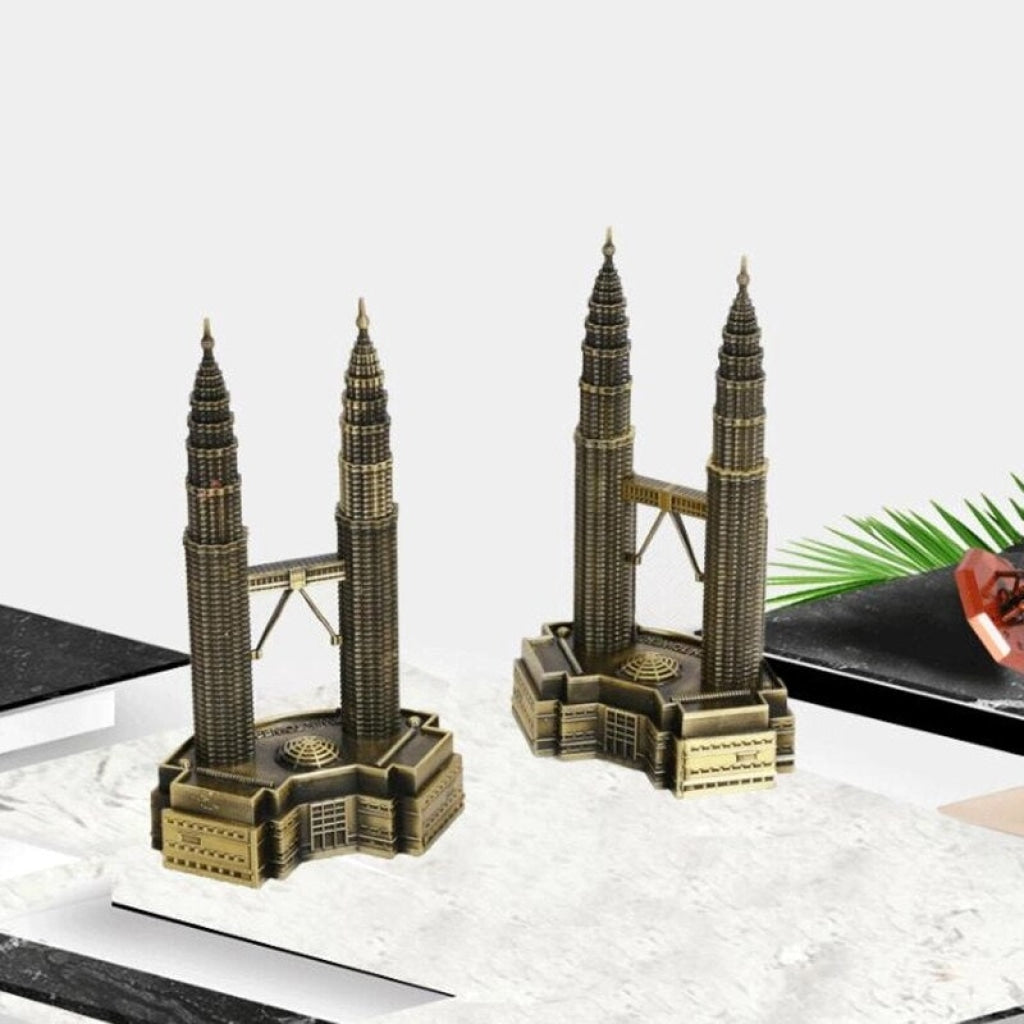 FunkyTradition Petronas Twin Towers Collectible Statue Metal Showpiece Figurines