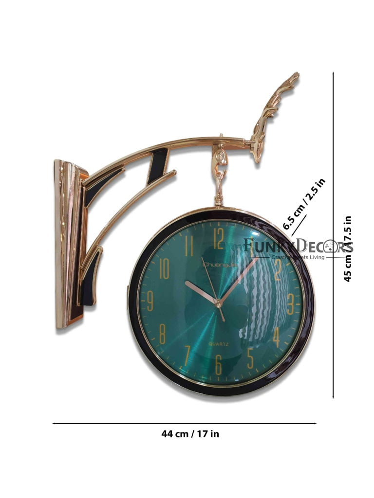 Funkytradition Reindeer Designer Antique-Look Golden Green Round Wall Hanging Double Sided 2 Faces