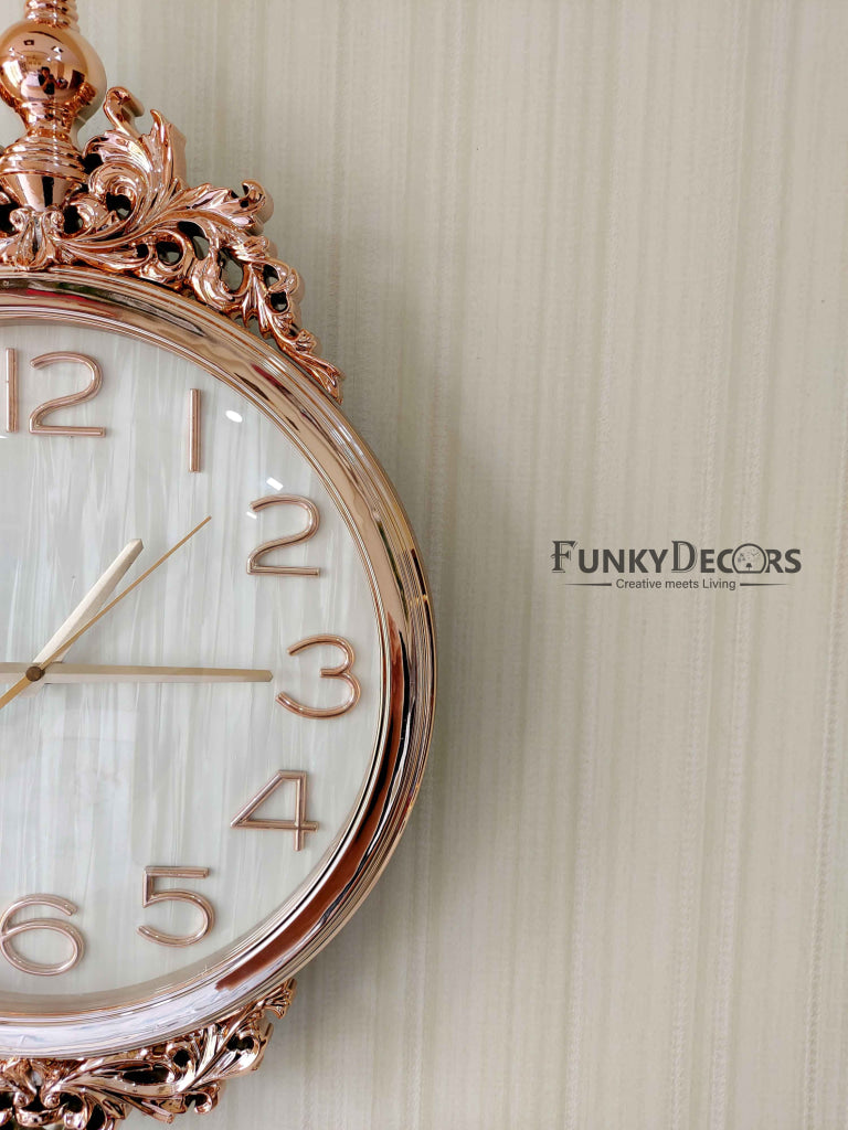 Funkytradition Rose Gold Designer Pendulum Wall Clock Watch Décor For Home Office Decor And Gifts 75