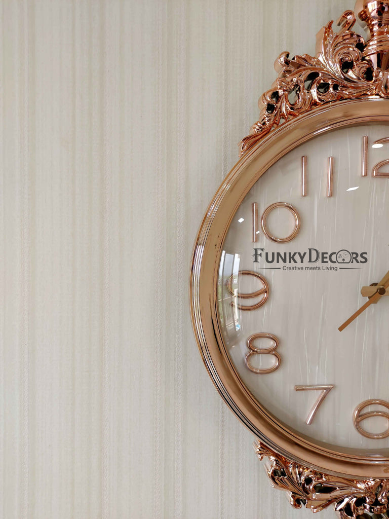 Funkytradition Rose Gold Designer Pendulum Wall Clock Watch Décor For Home Office Decor And Gifts 75