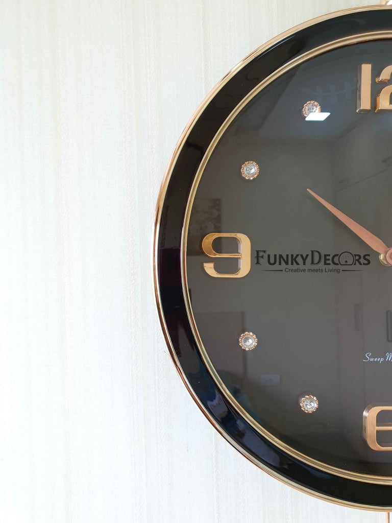Funkytradition Rose Gold Multicolor Sparrow Pendulum Wall Clock Decor For Home Office And Gifts 70