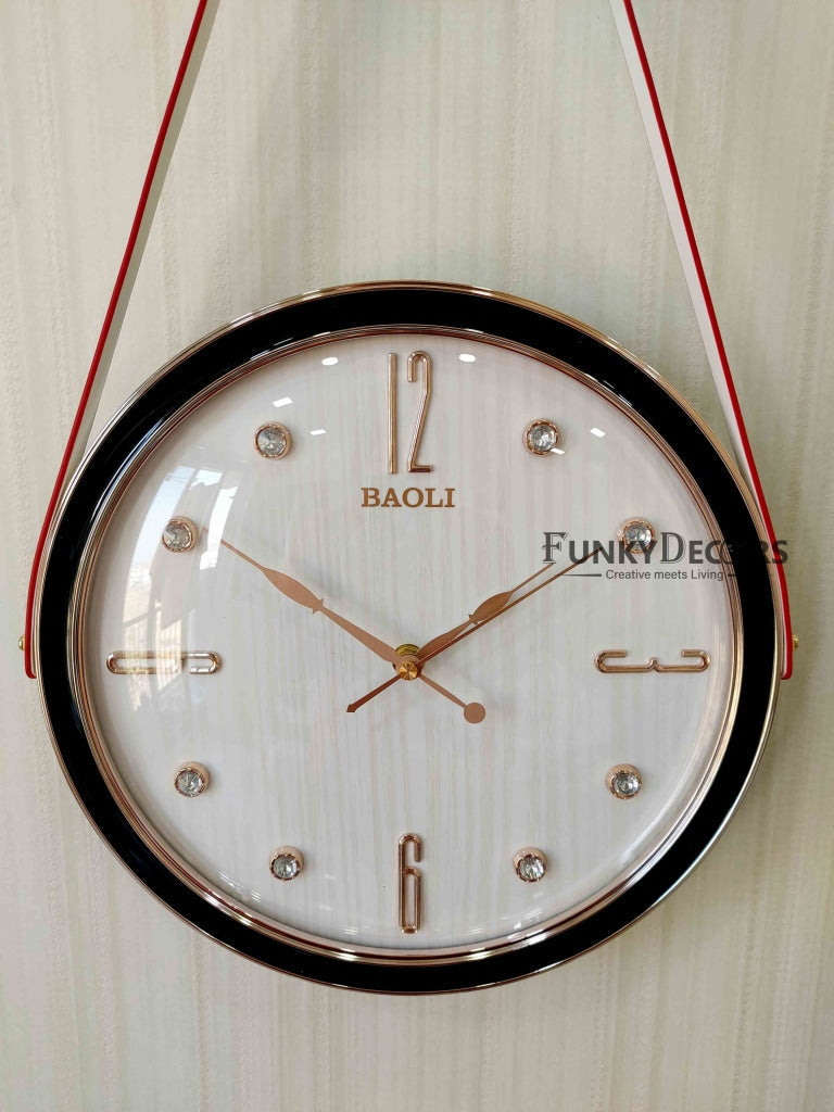 Funkytradition Rose Gold White Sparrow Hanging Wall Clock Decor For Home Office And Gifts 70 Cm Tall