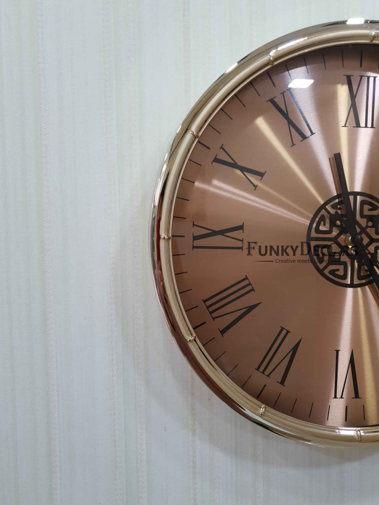 Funkytradition Rose Golden Minimal Wall Clock Watch Decor For Home Office And Gifts 35 Cm Tall