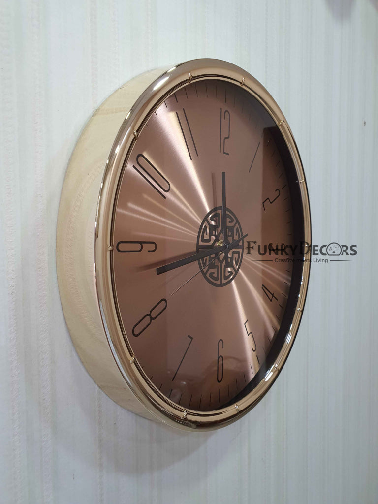 Funkytradition Rose Golden Minimal Wall Clock Watch Decor For Home Office And Gifts 35 Cm Tall