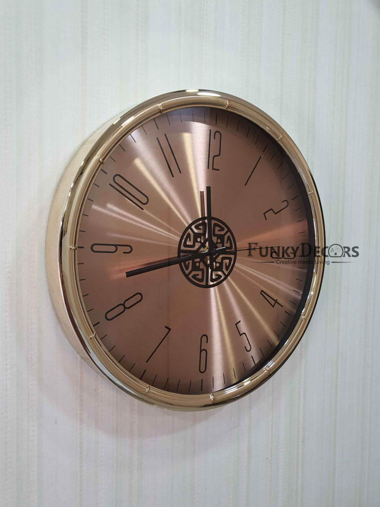 Funkytradition Rose Golden Minimal Wall Clock Watch Decor For Home Office And Gifts 35 Cm Tall