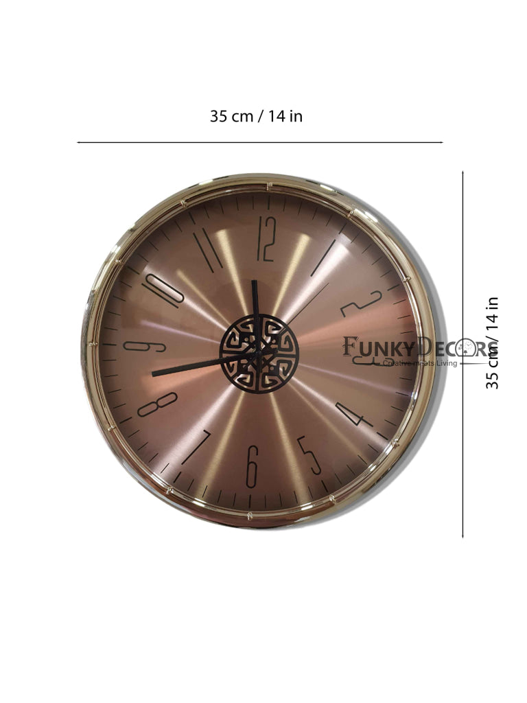 Funkytradition Rose Golden Minimal Wall Clock Watch Decor For Home Office And Gifts 35 Cm Tall