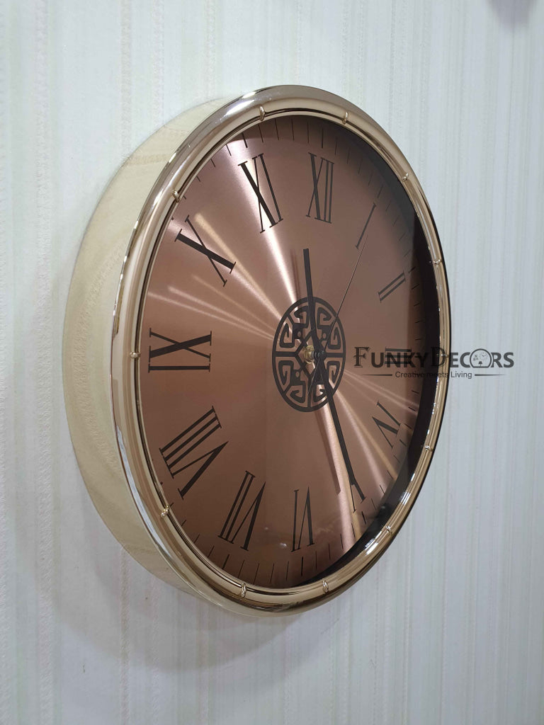 Funkytradition Rose Golden Minimal Wall Clock Watch Decor For Home Office And Gifts 35 Cm Tall
