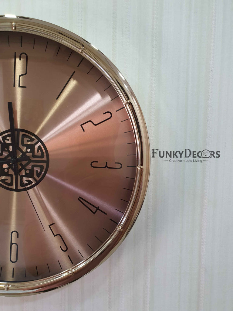 Funkytradition Rose Golden Minimal Wall Clock Watch Decor For Home Office And Gifts 35 Cm Tall