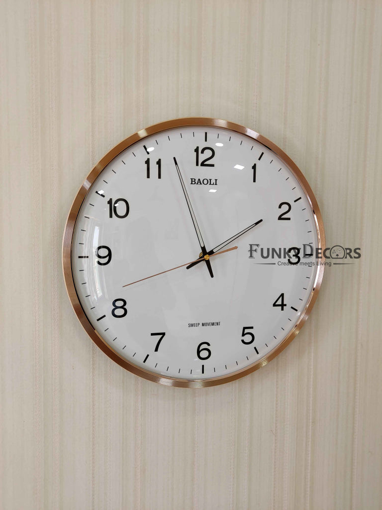 Funkytradition Golden White Minimal Wall Clock Watch Decor For Home Office And Gifts 35 Cm Tall