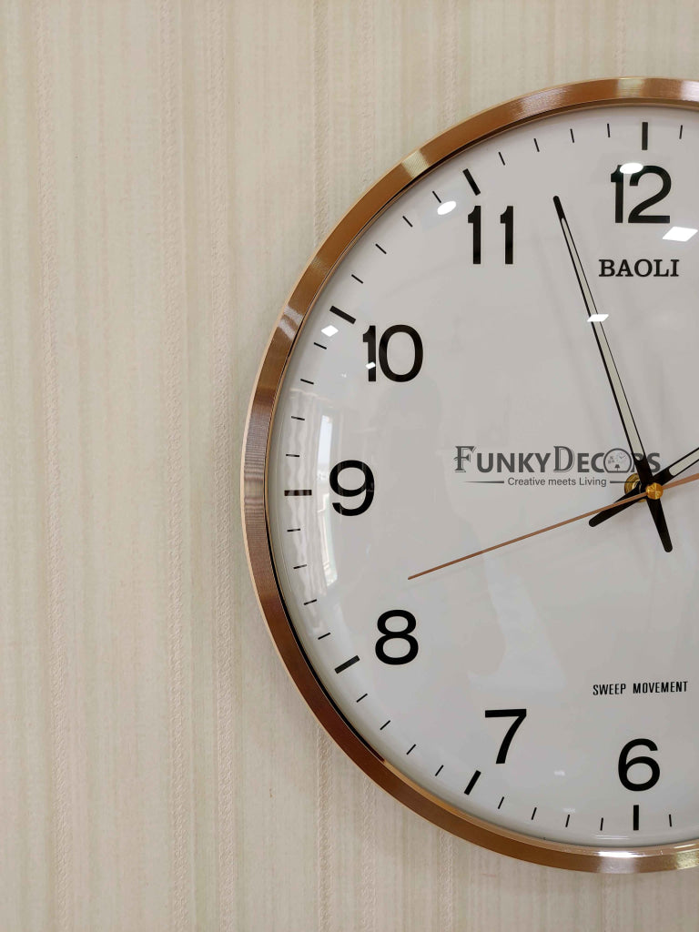 Funkytradition Golden White Minimal Wall Clock Watch Decor For Home Office And Gifts 35 Cm Tall