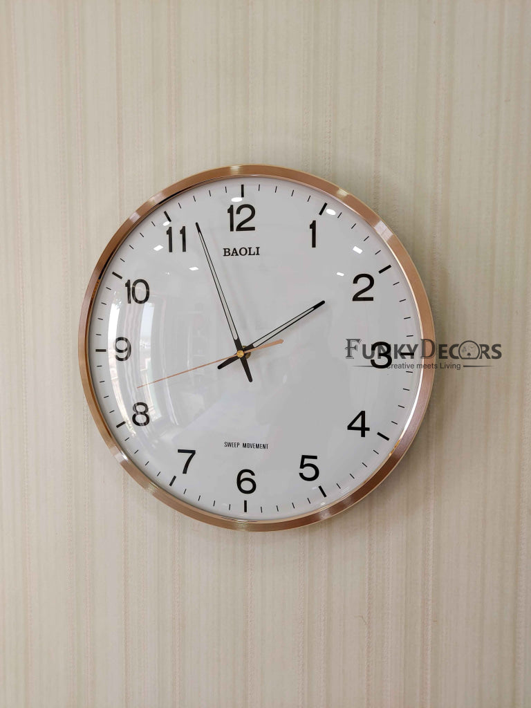 Funkytradition Golden White Minimal Wall Clock Watch Decor For Home Office And Gifts 35 Cm Tall