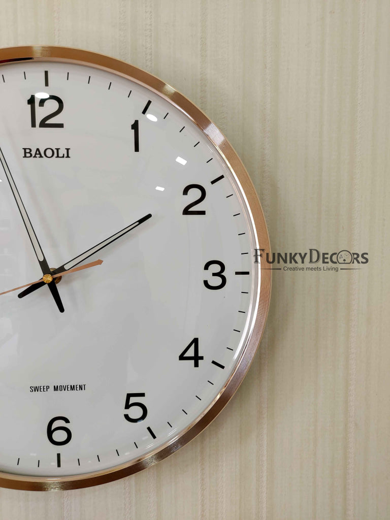 Funkytradition Golden White Minimal Wall Clock Watch Decor For Home Office And Gifts 35 Cm Tall