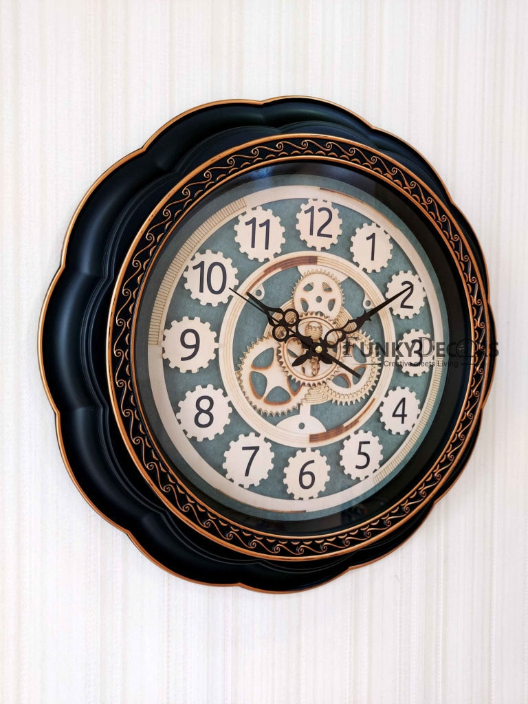 Funkytradition Round Brown Mechanic Design Wall Clock Watch Decor For Home Office And Gifts 52 Cm