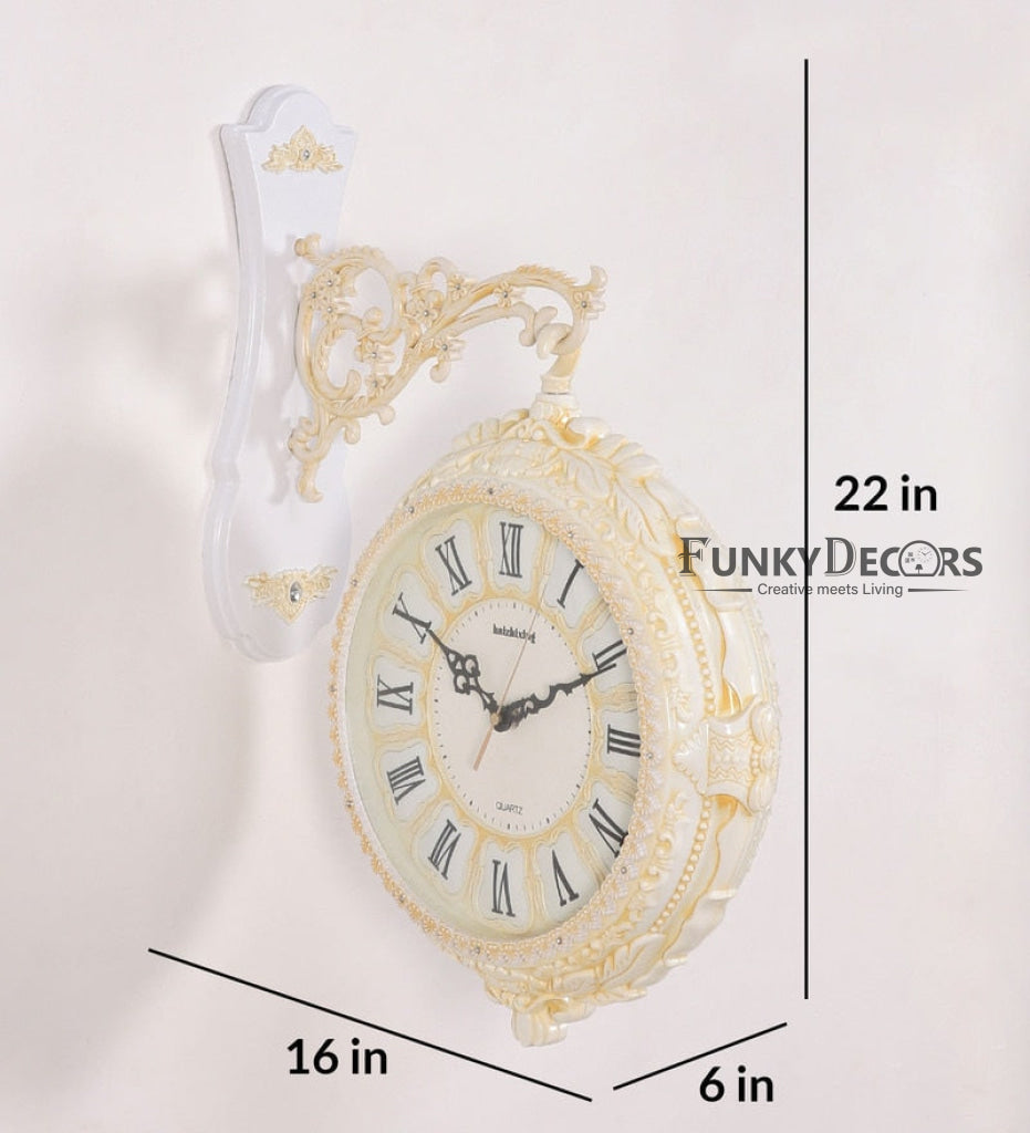 Funkytradition Royal Antique-Look Cream Round Wall Hanging Double Sided Two Faces Retro Station Home