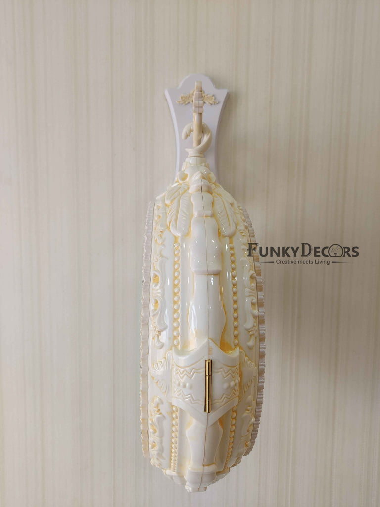 Funkytradition Royal Antique-Look Cream Round Wall Hanging Double Sided Two Faces Retro Station Home