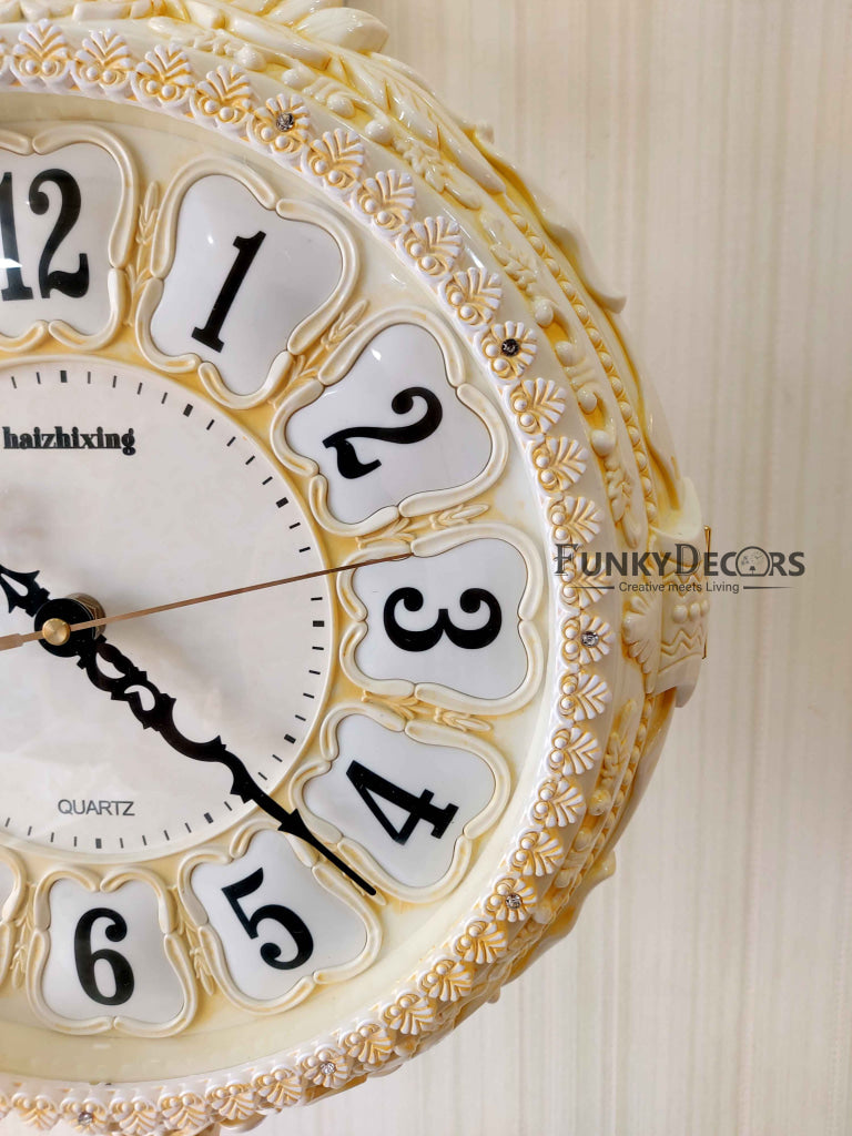Funkytradition Royal Antique-Look Cream Round Wall Hanging Double Sided Two Faces Retro Station Home