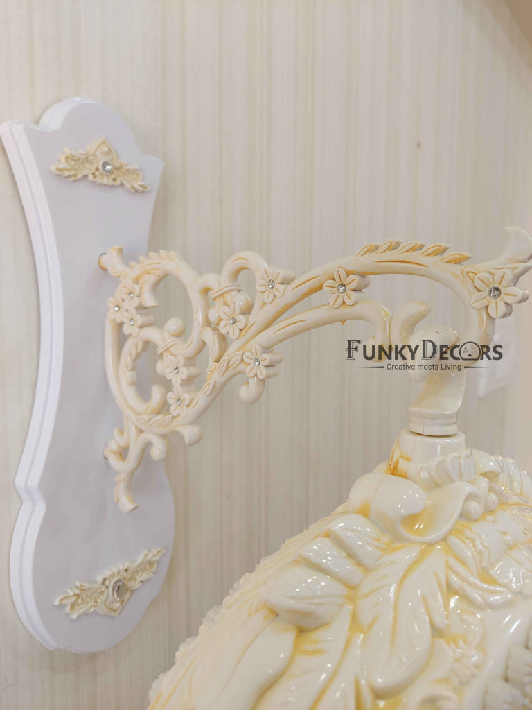 Funkytradition Royal Antique-Look Cream Round Wall Hanging Double Sided Two Faces Retro Station Home