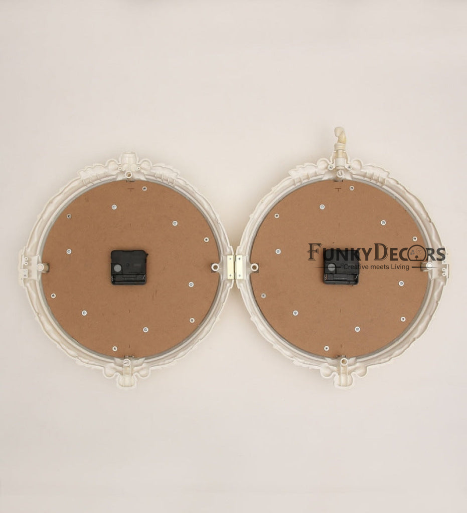 Funkytradition Royal Antique-Look Cream Round Wall Hanging Double Sided Two Faces Retro Station Home