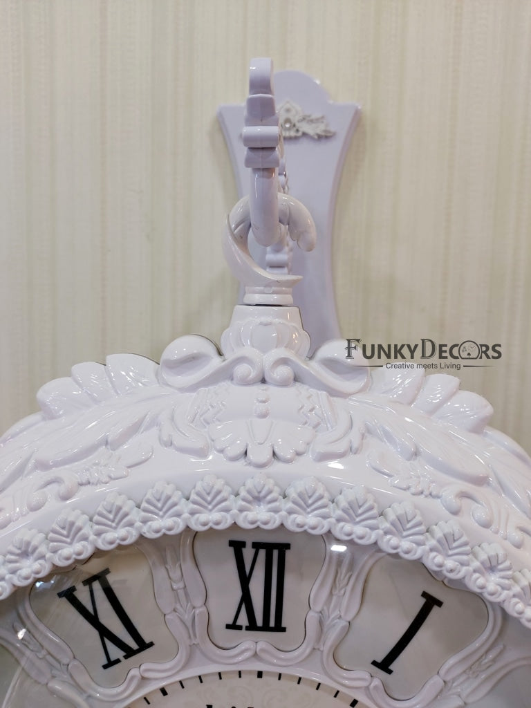 Funkytradition Royal Antique-Look White Round Wall Hanging Double Sided Two Faces Retro Station Home