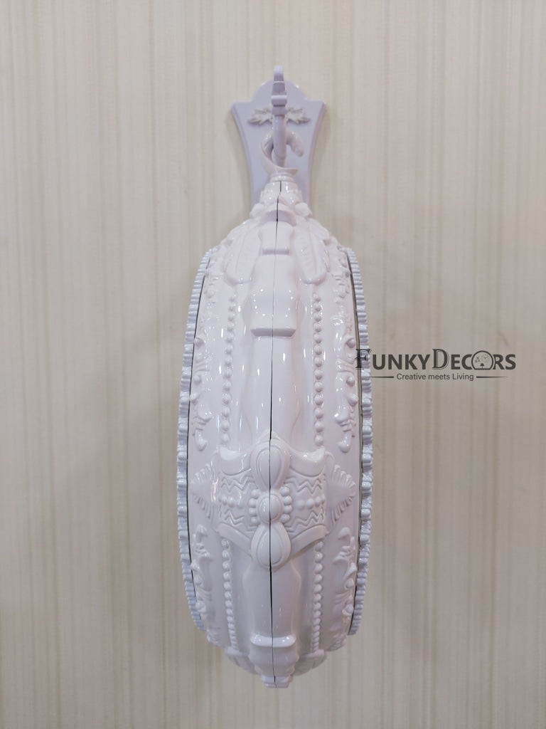 Funkytradition Royal Antique-Look White Round Wall Hanging Double Sided Two Faces Retro Station Home