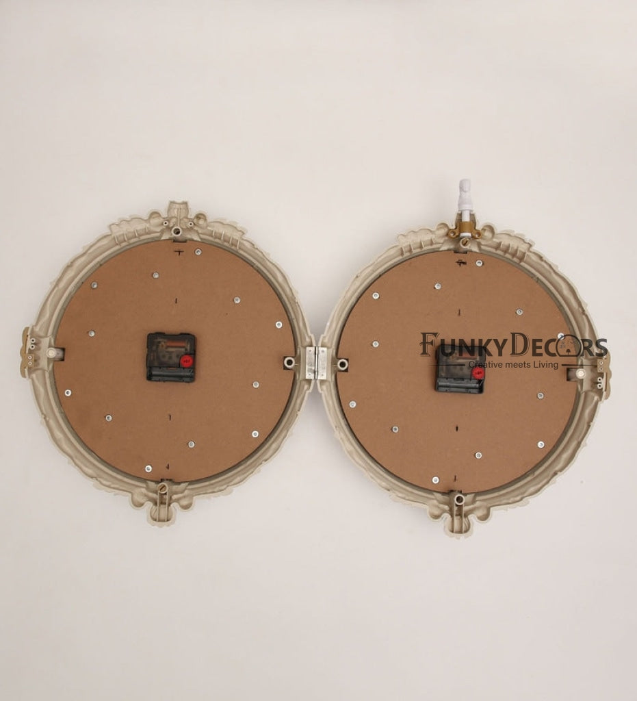Funkytradition Royal Antique-Look White Round Wall Hanging Double Sided Two Faces Retro Station Home