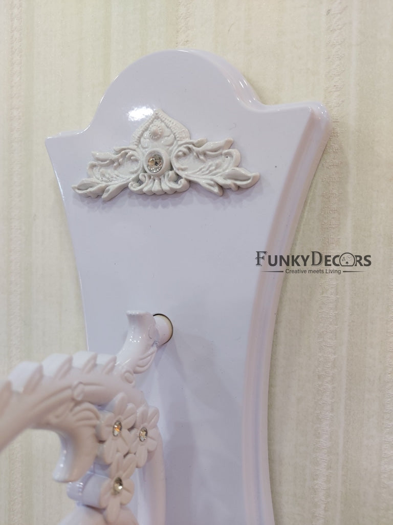 Funkytradition Royal Antique-Look White Round Wall Hanging Double Sided Two Faces Retro Station Home