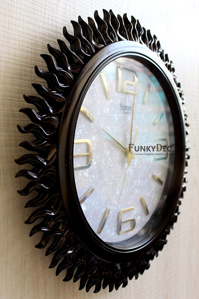 Funkytradition Royal Designer Big Sun Shaped Wall Clock Watch Decor For Home Office And Gifts 45 Cm