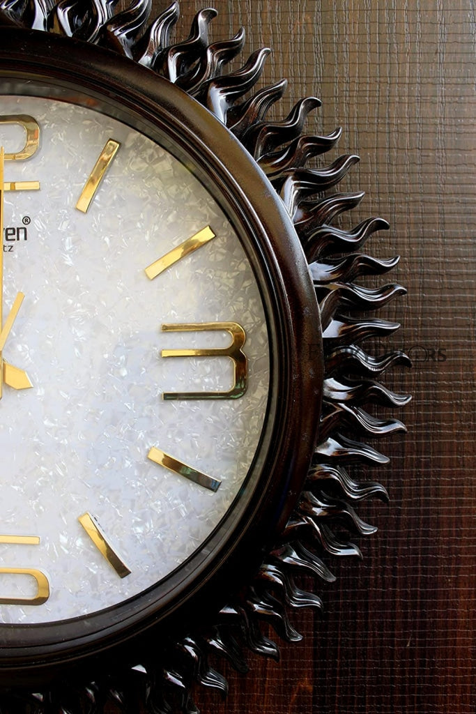Funkytradition Royal Designer Big Sun Shaped Wall Clock Watch Decor For Home Office And Gifts 45 Cm