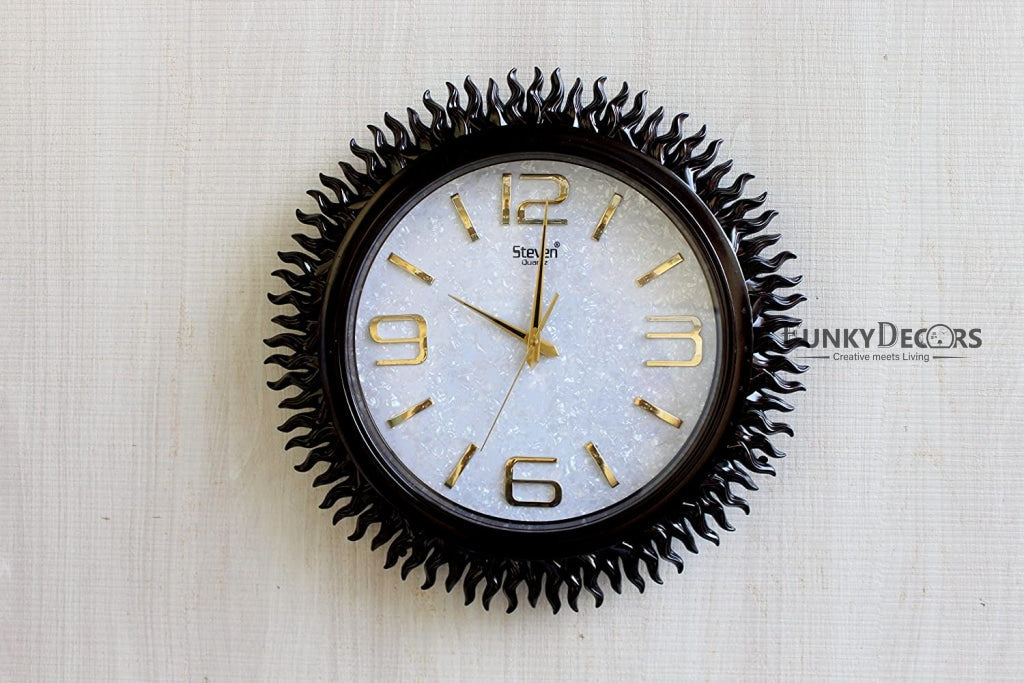 Funkytradition Royal Designer Big Sun Shaped Wall Clock Watch Decor For Home Office And Gifts 45 Cm