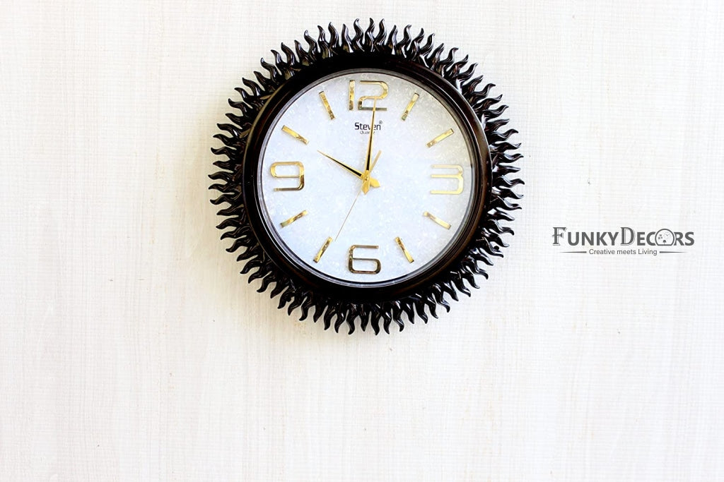 Funkytradition Royal Designer Big Sun Shaped Wall Clock Watch Decor For Home Office And Gifts 45 Cm