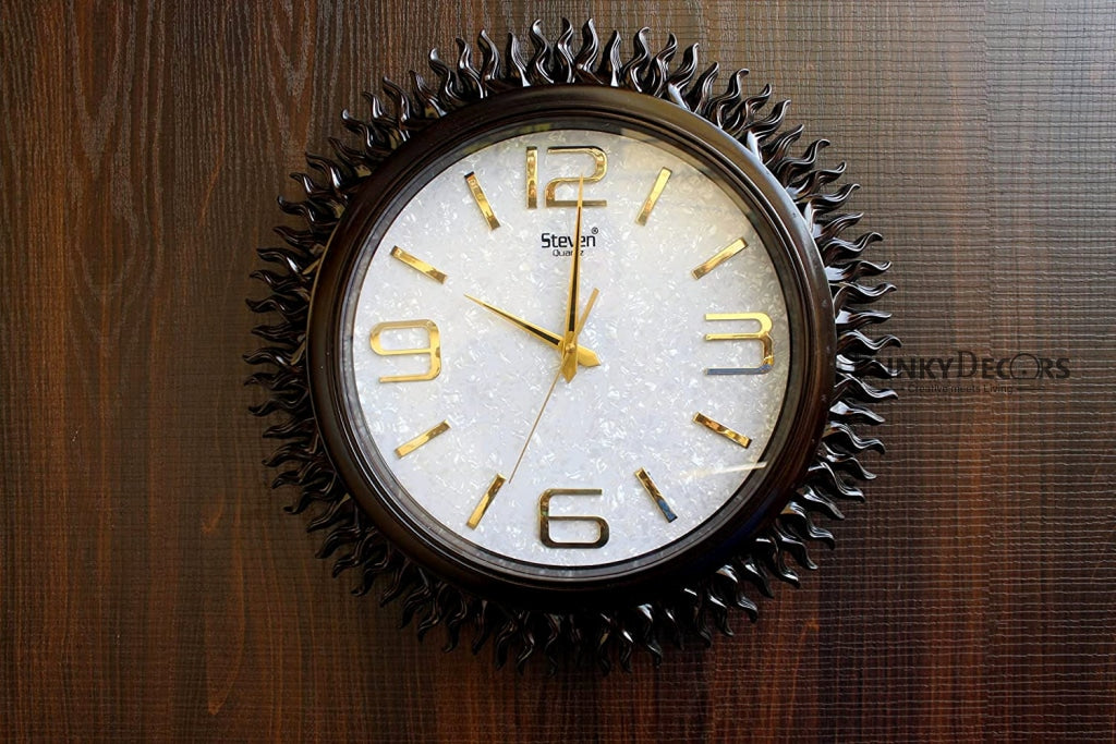 Funkytradition Royal Designer Big Sun Shaped Wall Clock Watch Decor For Home Office And Gifts 45 Cm