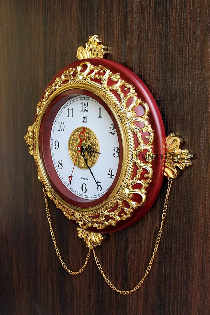 Funkytradition Royal Designer Gold Plated Premium Wall Clock For Home Office Decor And Gifts
