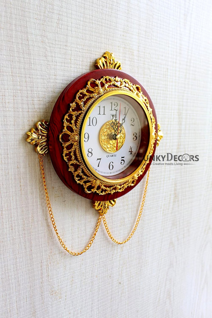 Funkytradition Royal Designer Gold Plated Premium Wall Clock For Home Office Decor And Gifts