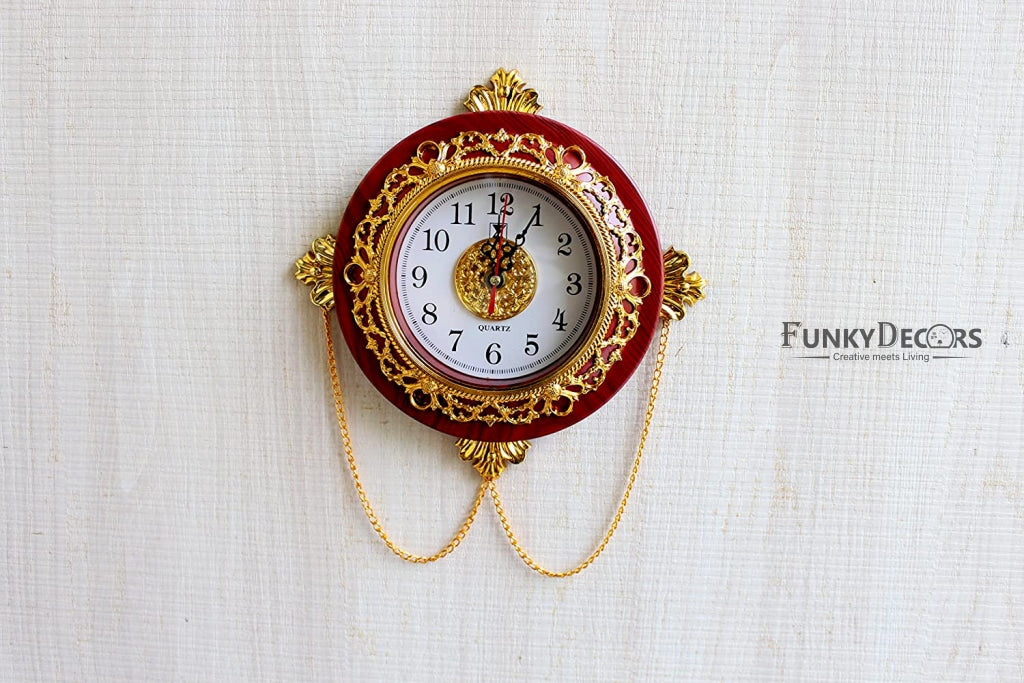 Funkytradition Royal Designer Gold Plated Premium Wall Clock For Home Office Decor And Gifts